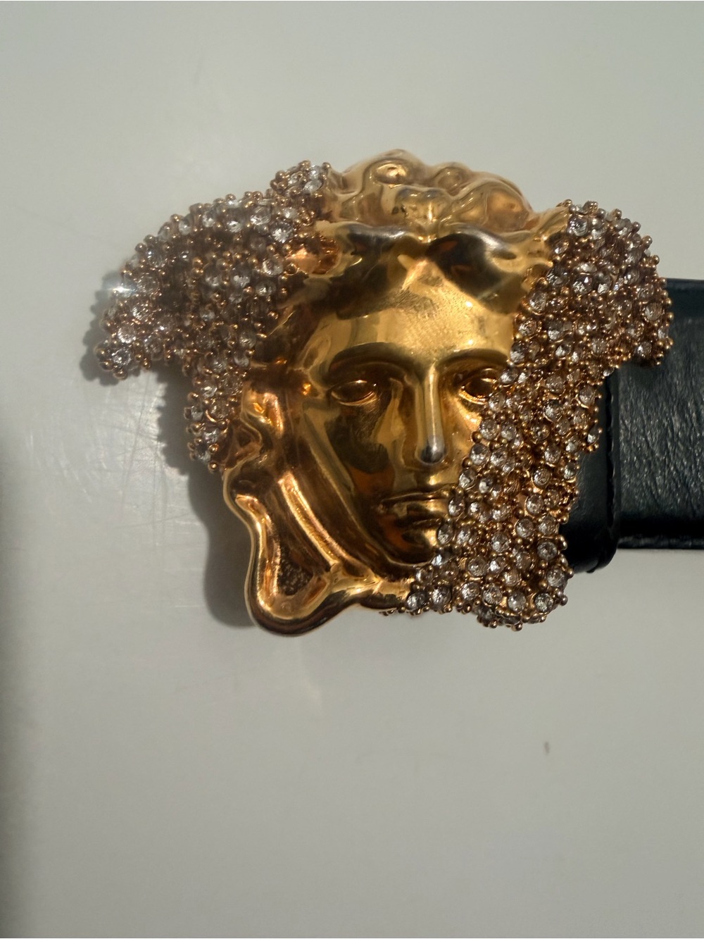 Versace Gold Medusa Crystal-Embellished Belt Buckle